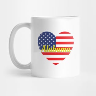 Alabama American Flag Heart Mug